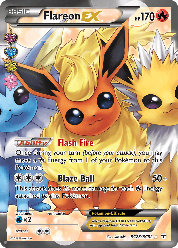 Flareon-EX z edície Generations, karta č.RC28