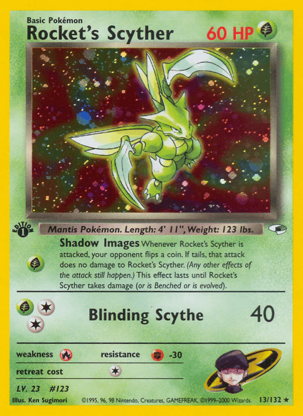 Rocket's Scyther z edície Gym Heroes, karta č.13