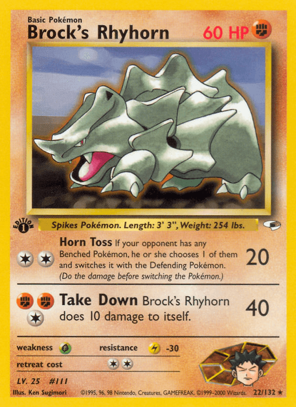 Brock's Rhyhorn z edície Gym Heroes, karta č.22