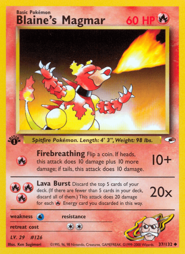Blaine's Magmar z edície Gym Heroes, karta č.37