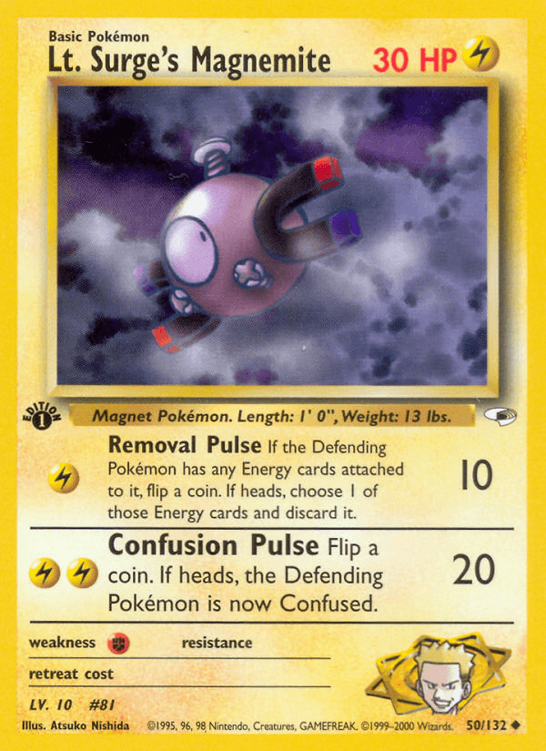 Lt. Surge's Magnemite z edície Gym Heroes, karta č.50