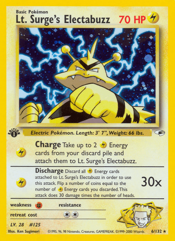 Lt. Surge's Electabuzz z edície Gym Heroes, karta č.6