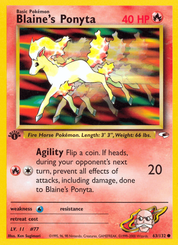 Blaine's Ponyta z edície Gym Heroes, karta č.63