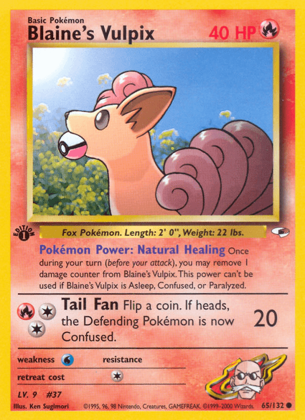 Blaine's Vulpix z edície Gym Heroes, karta č.65