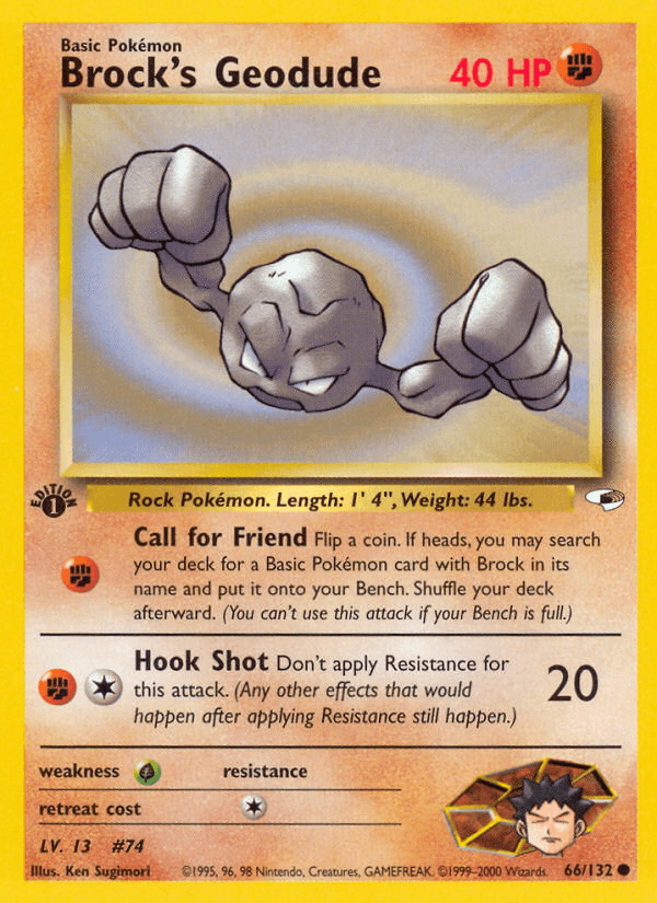 Brock's Geodude z edície Gym Heroes, karta č.66