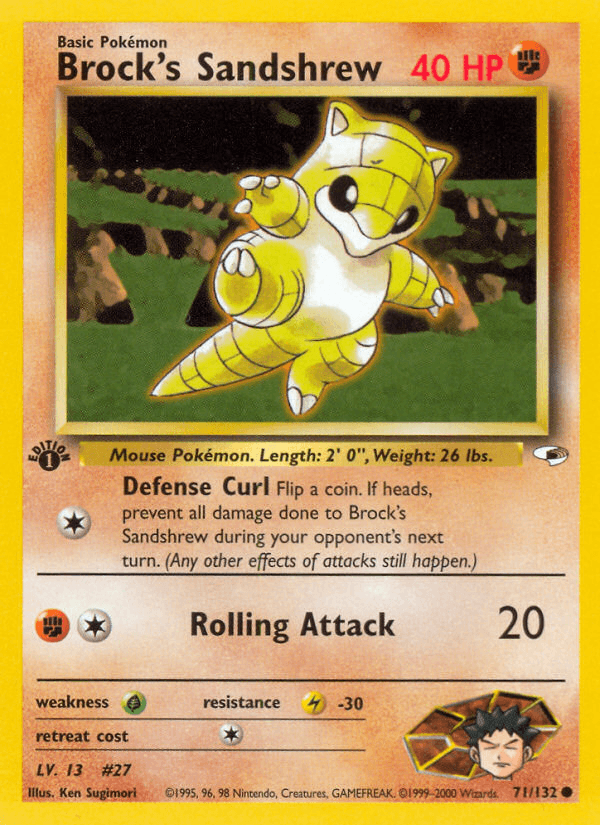 Brock's Sandshrew z edície Gym Heroes, karta č.71
