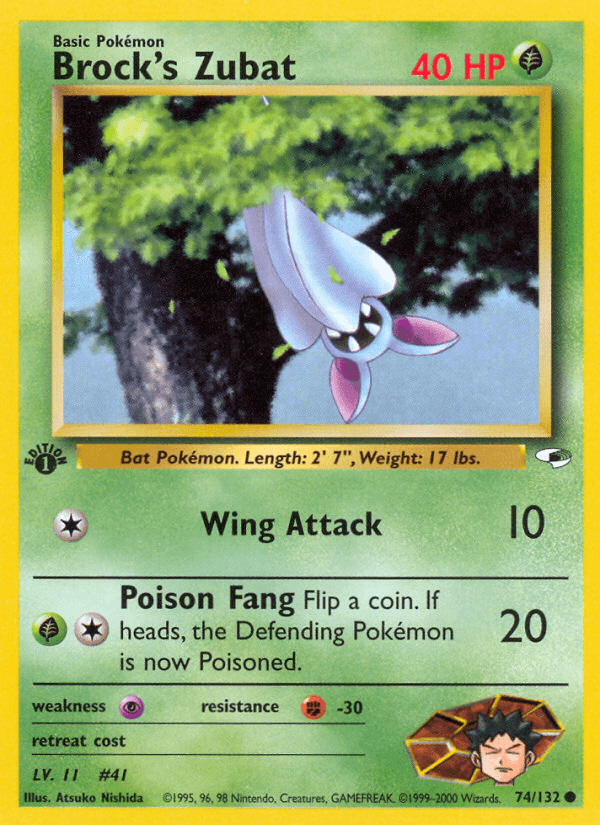 Brock's Zubat z edície Gym Heroes, karta č.74