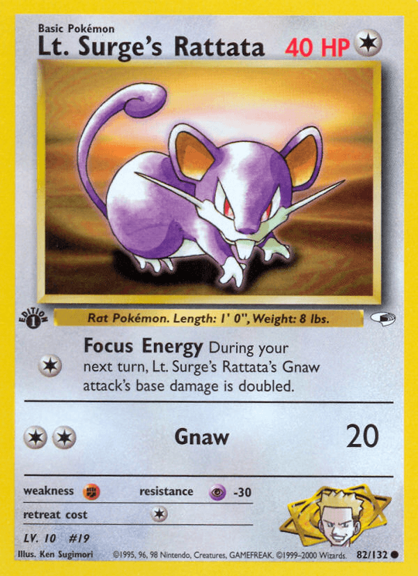 Lt. Surge's Rattata z edície Gym Heroes, karta č.82