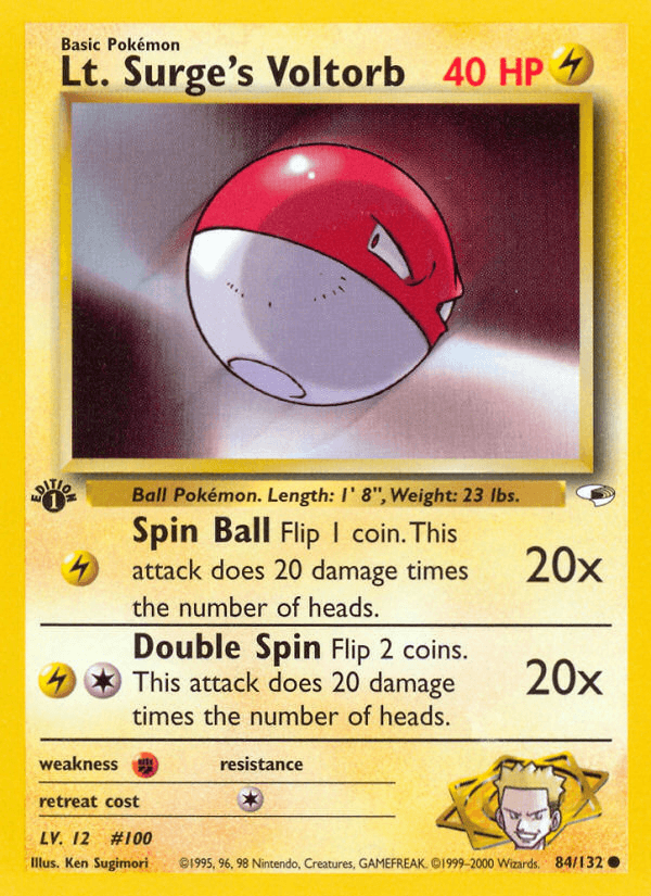 Lt. Surge's Voltorb z edície Gym Heroes, karta č.84