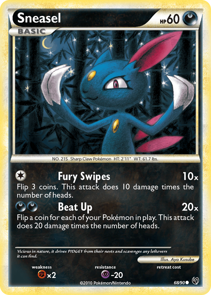 Sneasel z edície HS—Undaunted, karta č.68