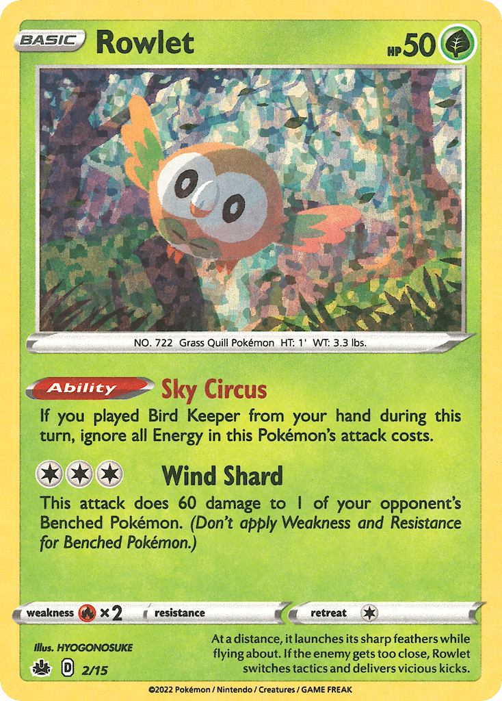 Rowlet z edície McDonald's Collection 2022, karta č.2