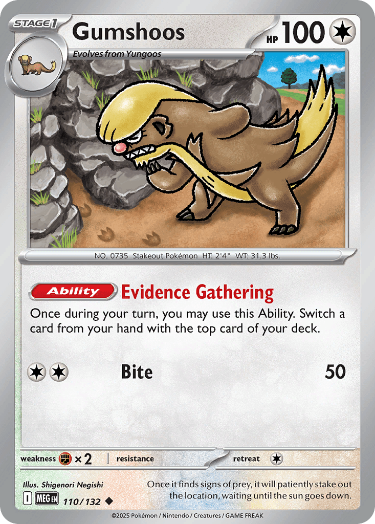 Gumshoos z edície Mega Evolution, karta č.110