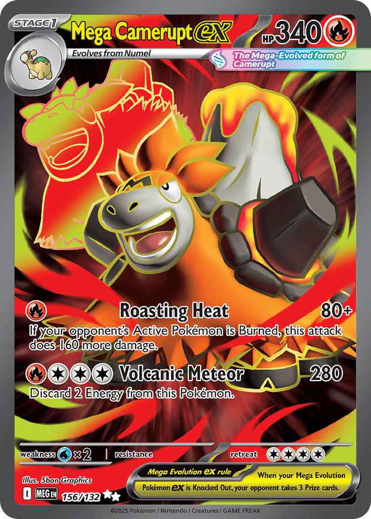 Mega Camerupt ex z edície Mega Evolution, karta č.156