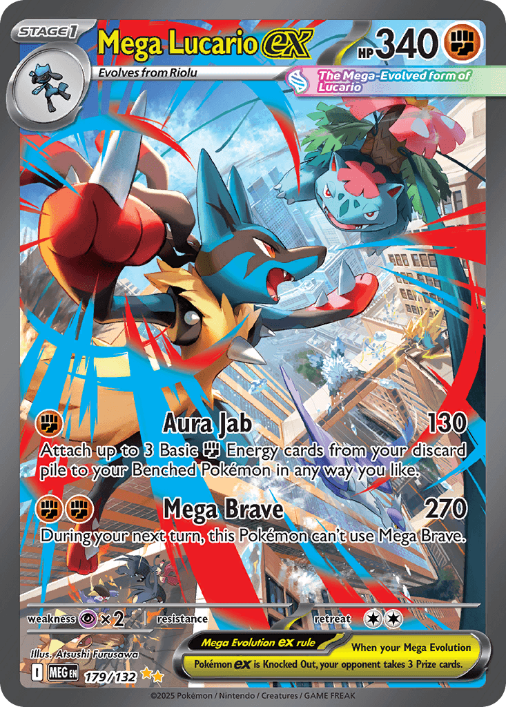 Mega Lucario ex z edície Mega Evolution, karta č.179