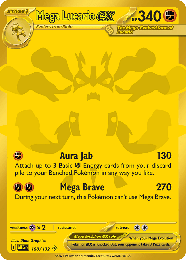 Mega Lucario ex z edície Mega Evolution, karta č.188