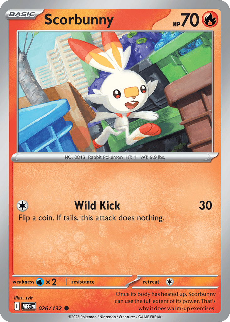 Scorbunny z edície Mega Evolution, karta č.26