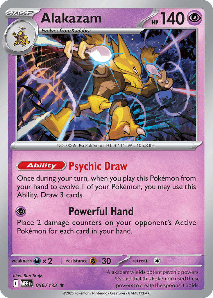 Alakazam z edície Mega Evolution, karta č.56