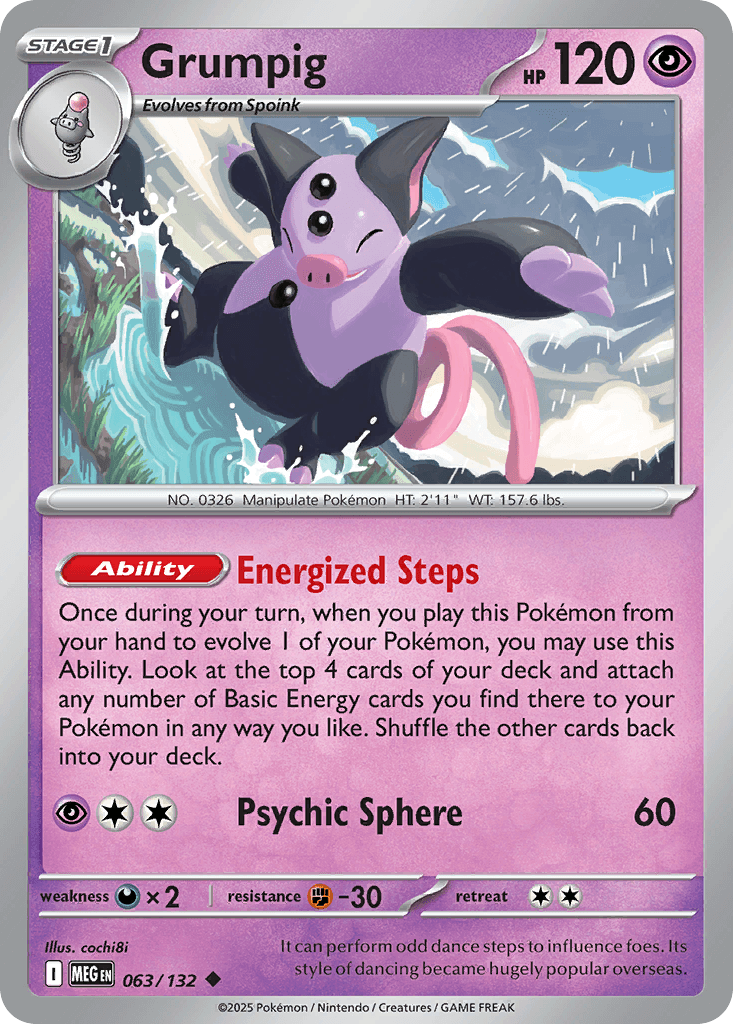 Grumpig z edície Mega Evolution, karta č.63