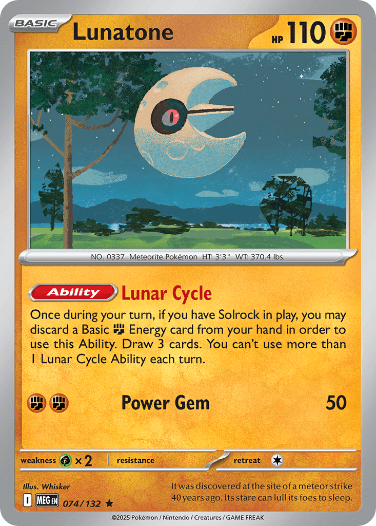 Lunatone z edície Mega Evolution, karta č.74