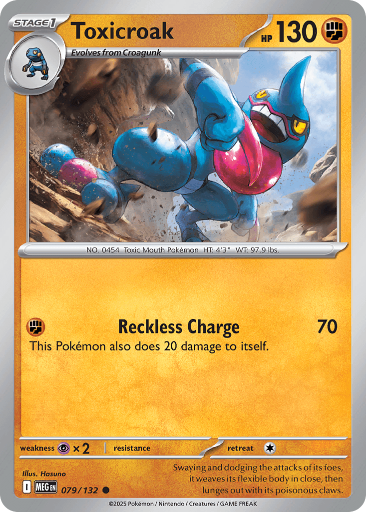 Toxicroak z edície Mega Evolution, karta č.79