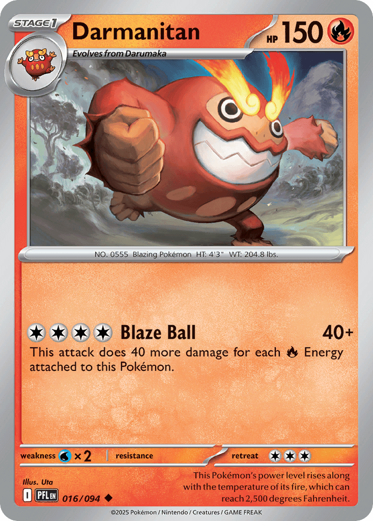 Darmanitan z edície Phantasmal Flames, karta č.16