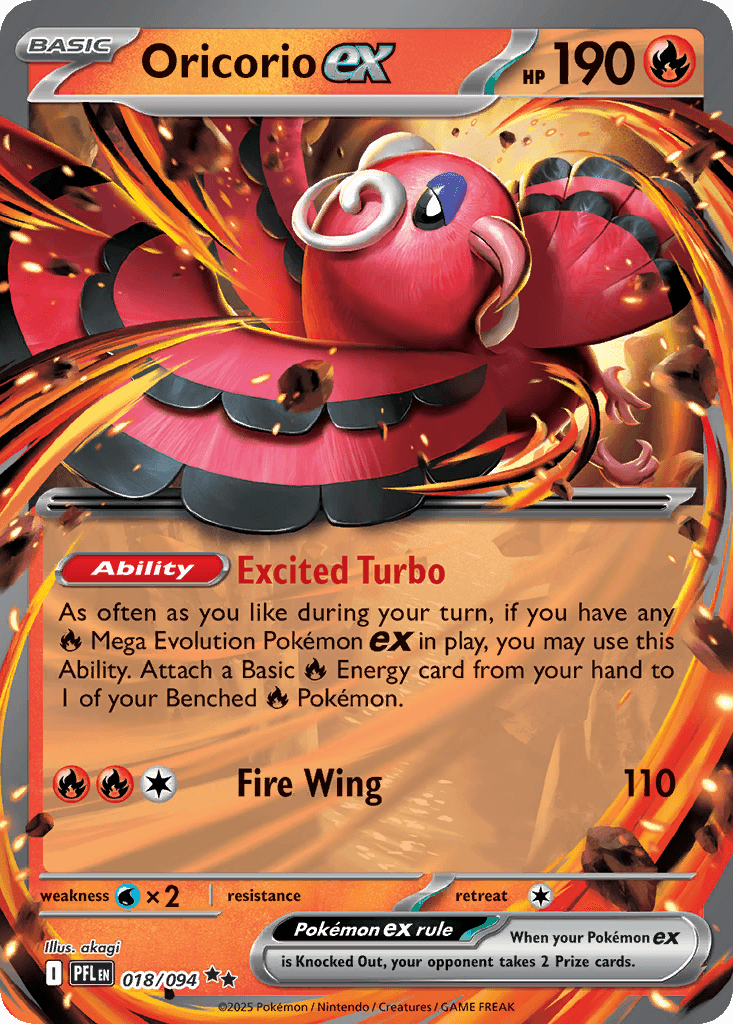 Oricorio ex z edície Phantasmal Flames, karta č.18