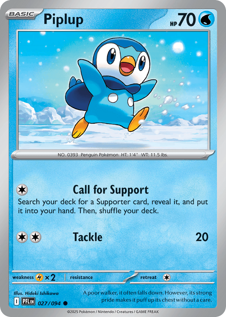 Piplup z edície Phantasmal Flames, karta č.27