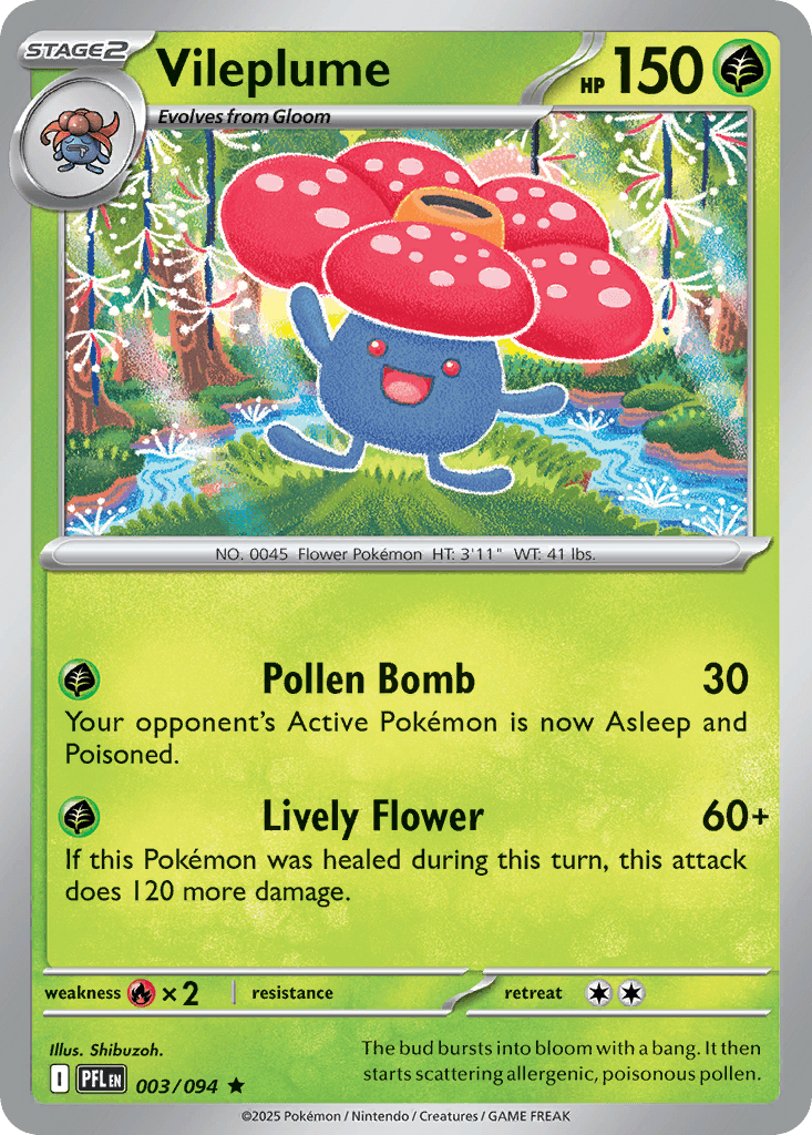 Vileplume z edície Phantasmal Flames, karta č.3