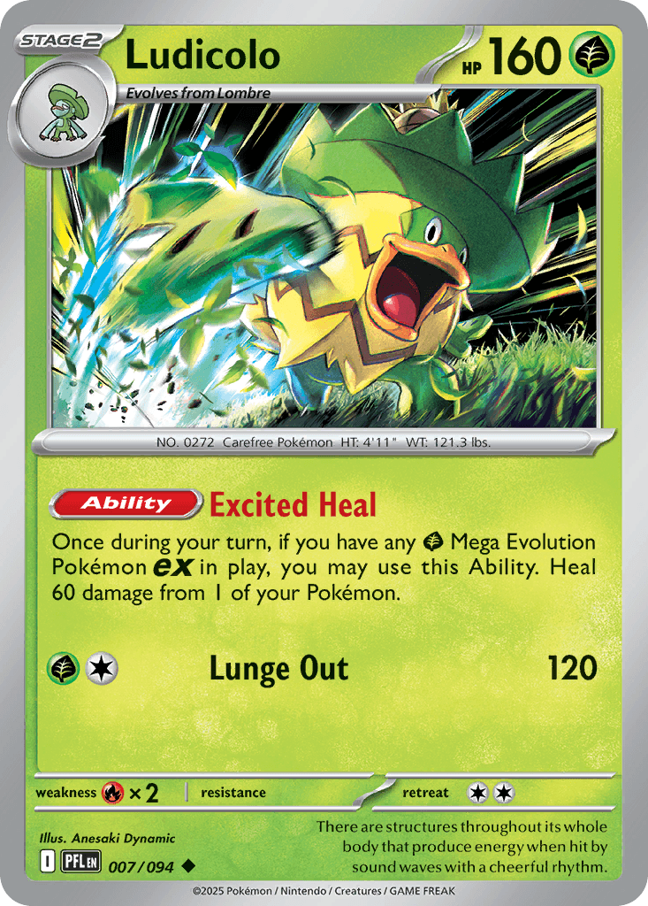 Ludicolo z edície Phantasmal Flames, karta č.7