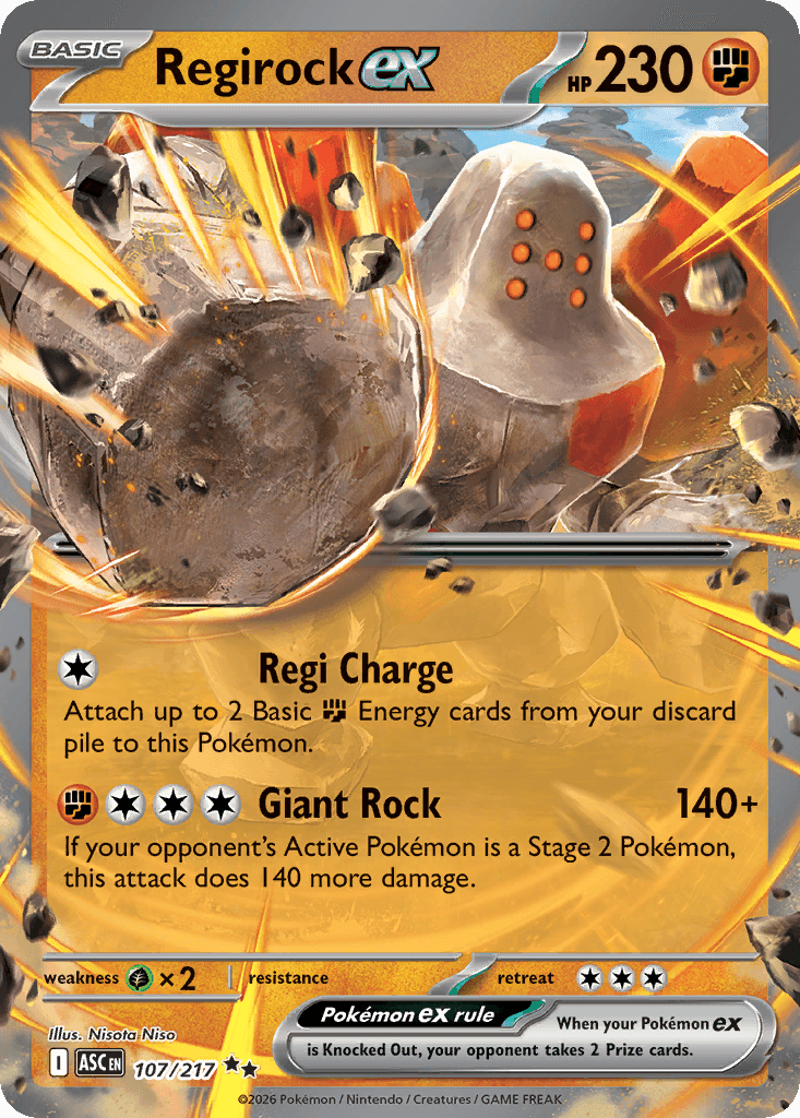 Regirock ex z edície Ascended Heroes, karta č.107
