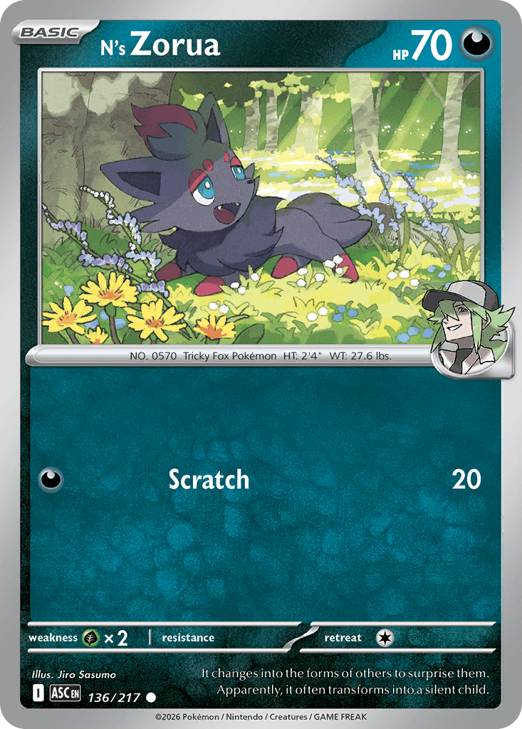 N's Zorua z edície Ascended Heroes, karta č.136