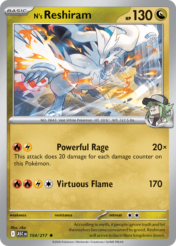 N's Reshiram z edície Ascended Heroes, karta č.154