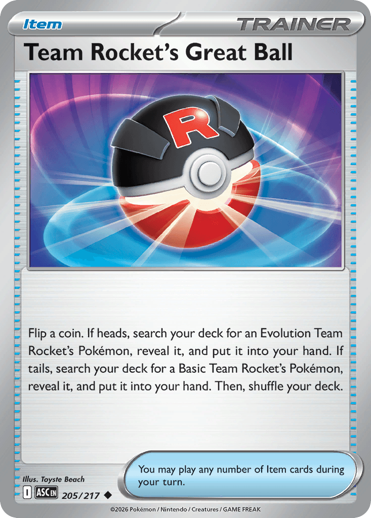 Team Rocket's Great Ball z edície Ascended Heroes, karta č.205
