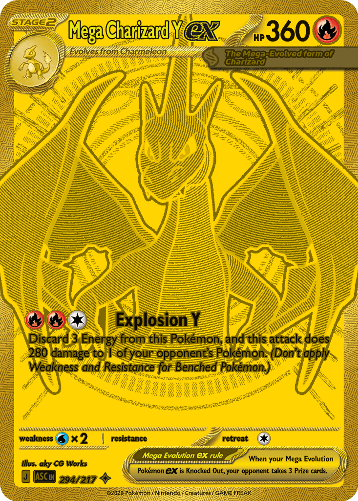 Mega Charizard Y ex z edície Ascended Heroes, karta č.294