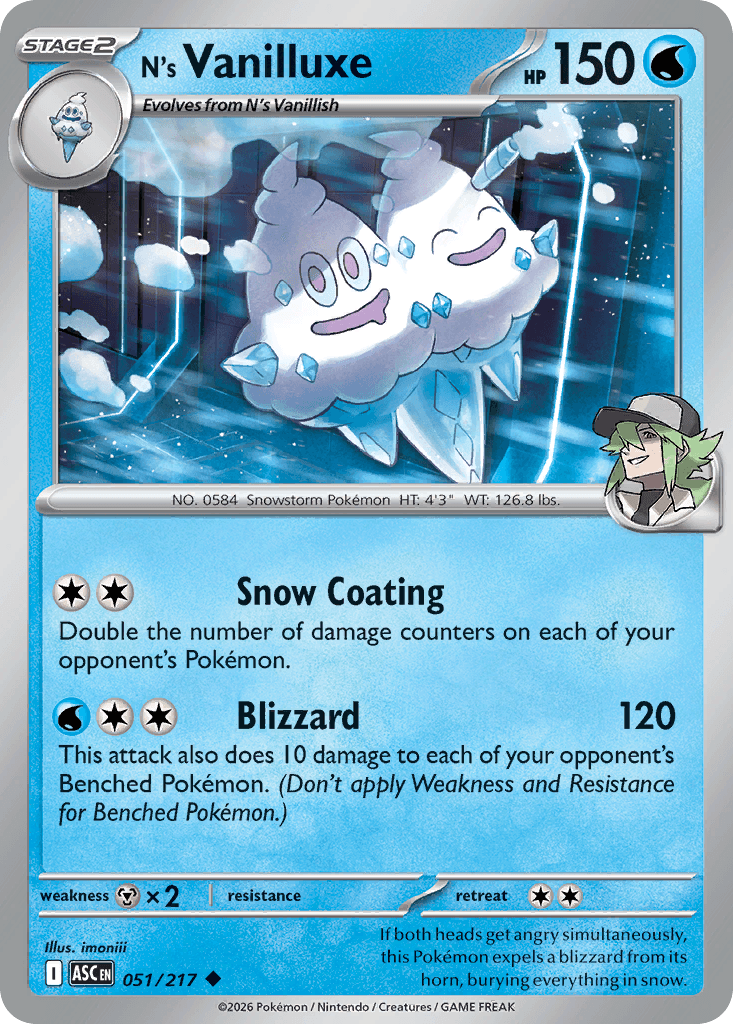 N's Vanilluxe z edície Ascended Heroes, karta č.51