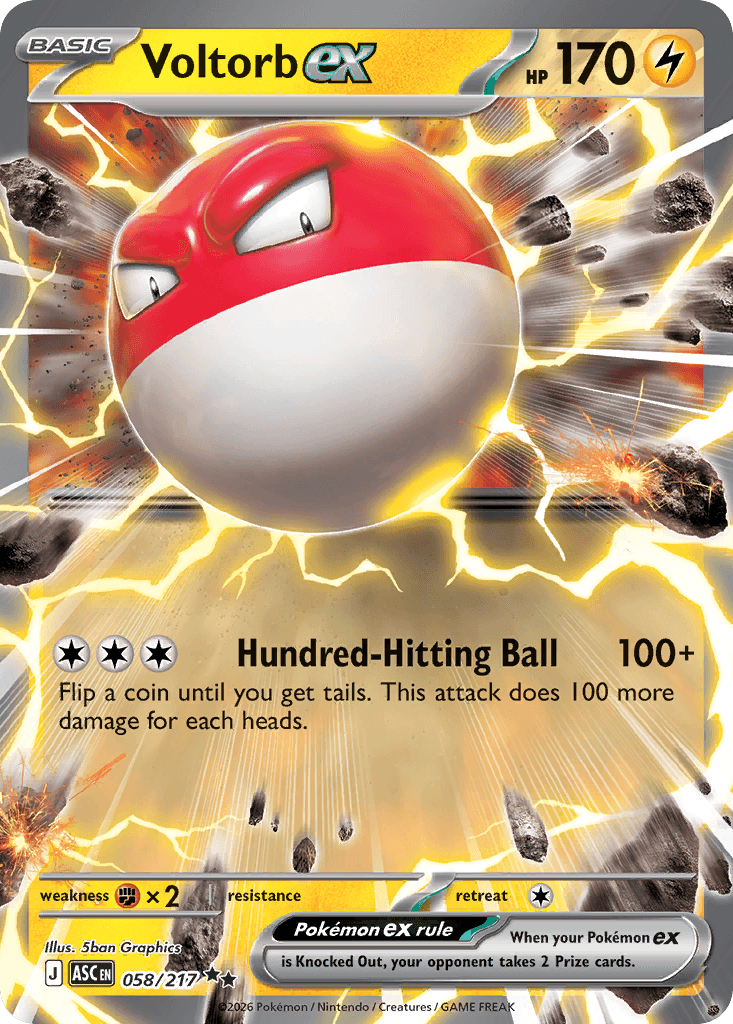 Voltorb ex z edície Ascended Heroes, karta č.58