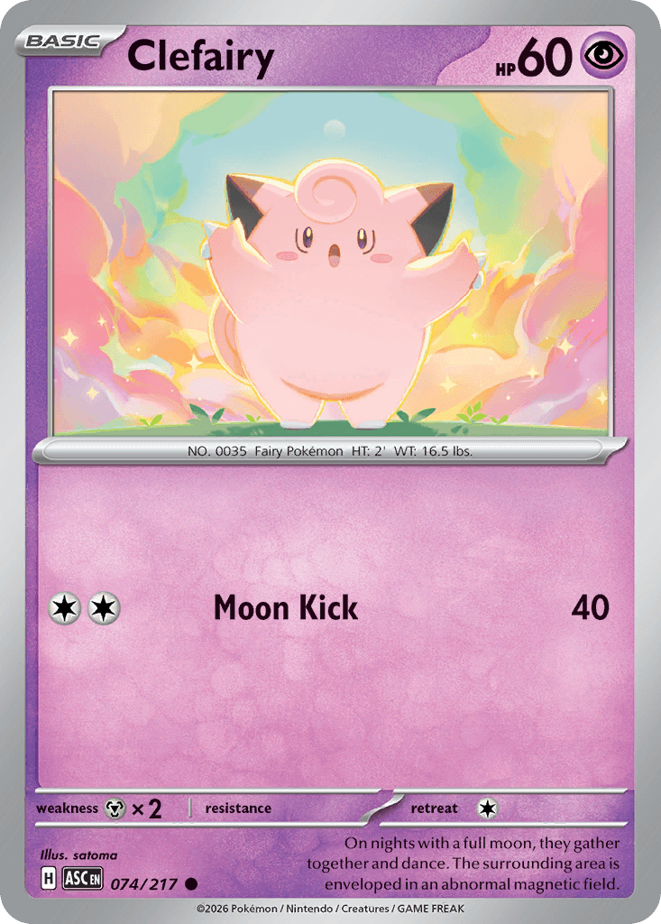 Clefairy z edície Ascended Heroes, karta č.74