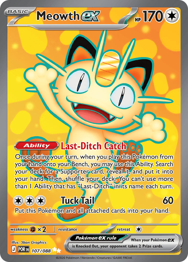 Meowth ex z edície Perfect Order, karta č.107