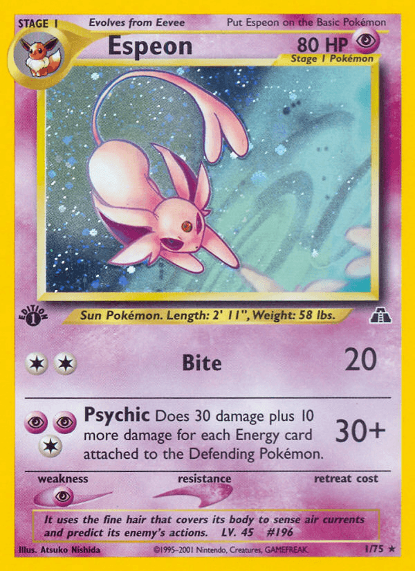 Espeon z edície Neo Discovery, karta č.1