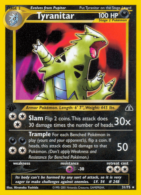 Tyranitar z edície Neo Discovery, karta č.31