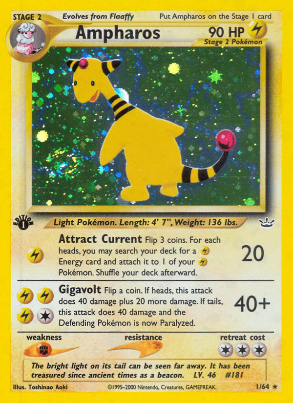 Ampharos z edície Neo Revelation, karta č.1