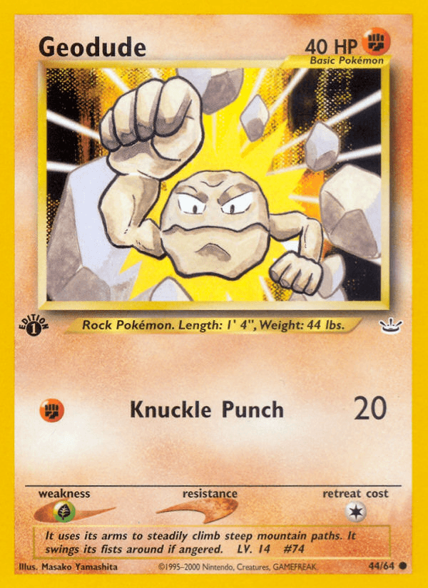 Geodude z edície Neo Revelation, karta č.44