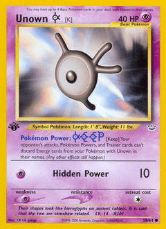 Unown [K] z edície Neo Revelation, karta č.58