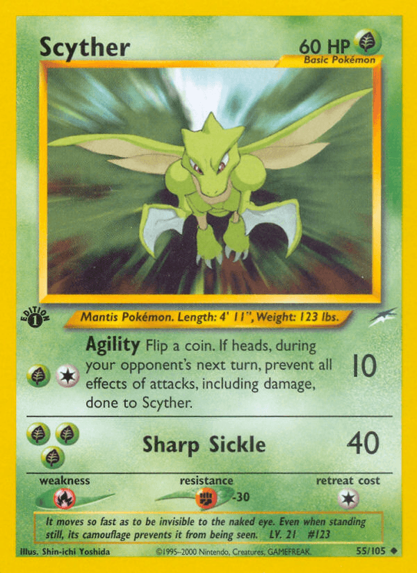 Scyther z edície Neo Destiny, karta č.55