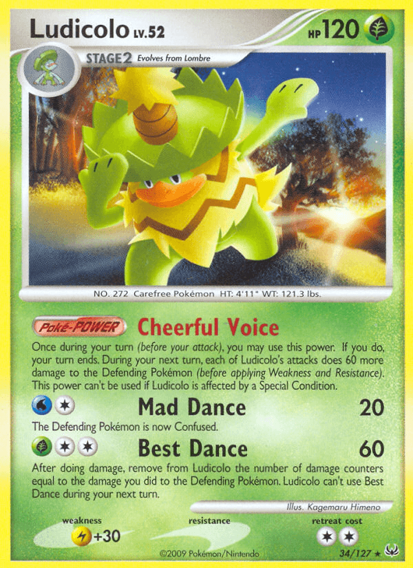 Ludicolo z edície Platinum, karta č.34