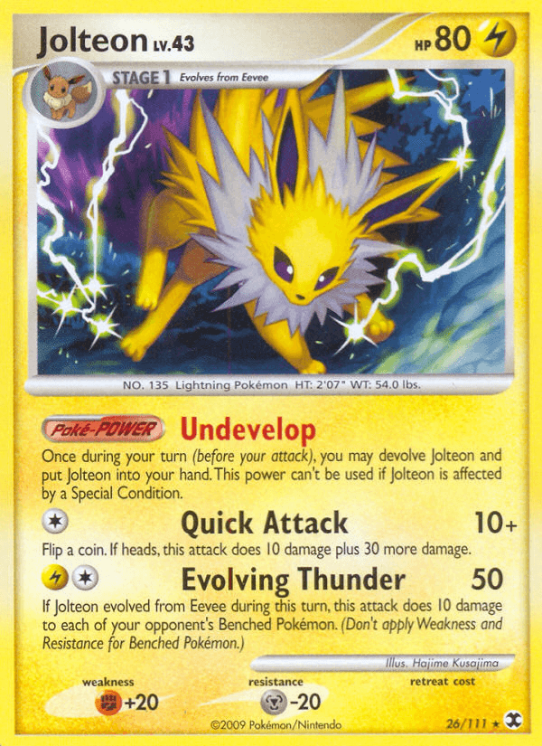 Jolteon z edície Rising Rivals, karta č.26