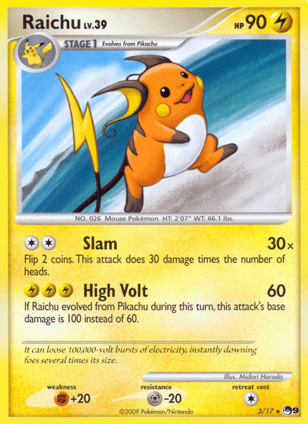 Raichu z edície POP Series 9, karta č.3