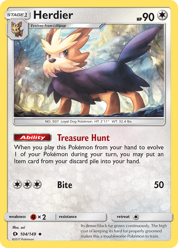 Herdier z edície Sun & Moon, karta č.104