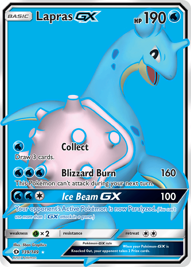 Lapras-GX z edície Sun & Moon, karta č.139