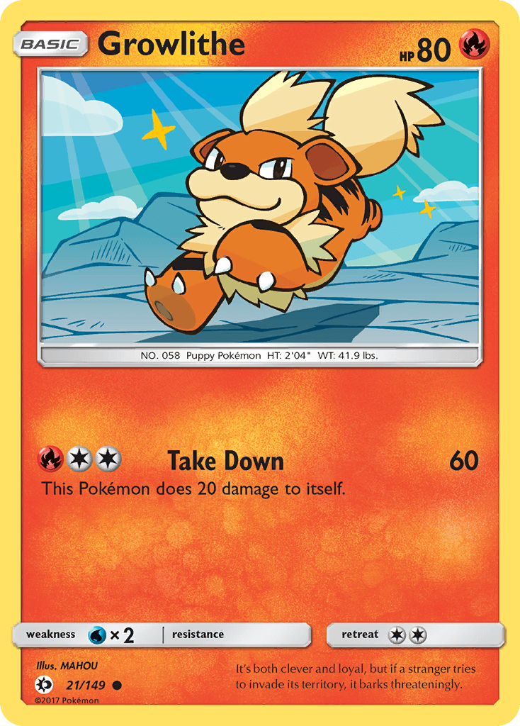 Growlithe z edície Sun & Moon, karta č.21